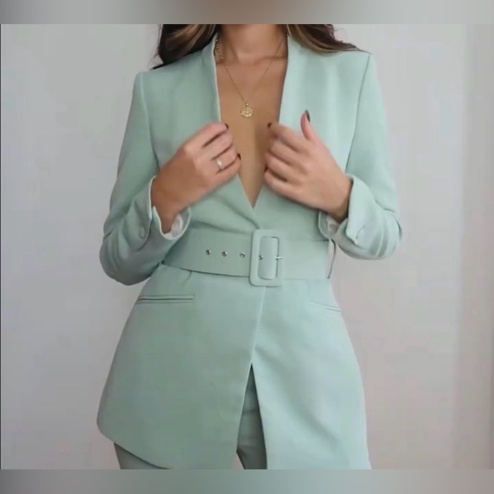Zara Lapel Less Belt Blazer